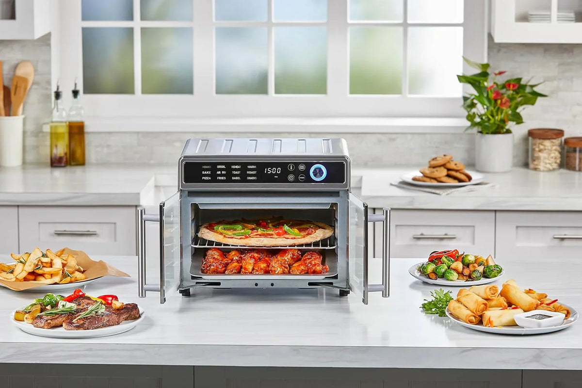 Crisp 'N Bake 12-in-1 Air Fryer Toaster Oven Combo, Stainless Steel - Crisp 'N Bake French Door Air Fry Toaster Oven
