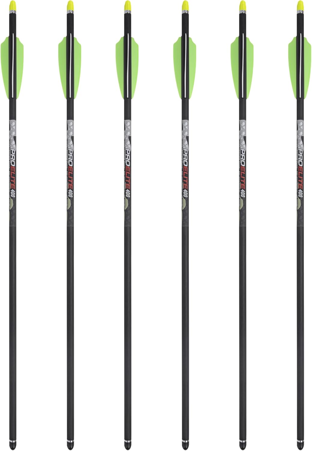 TenPoint Pro Elite 400 Carbon Crossbow Arrows with Alpha-Nocks, 20-Inch, 6-Pack