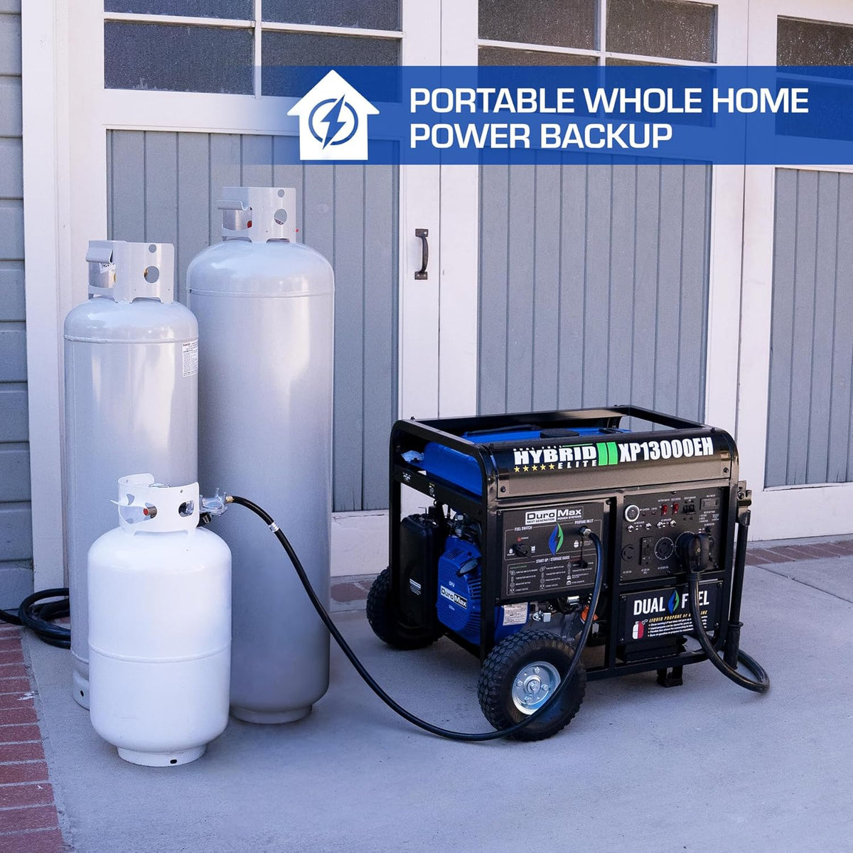 DuroMax 13,000-Watt Dual Fuel Portable Generator, Gasoline/Propane, Electric Start - XP13000EH