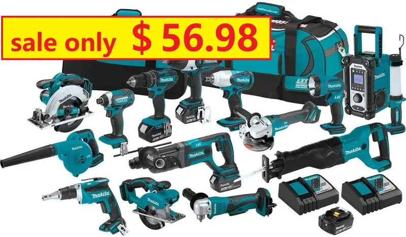 Makita 18V LXT 15-Piece Cordless Tool Combo Kit - XT1501