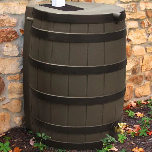 Good Ideas Rain Wizard 40 Gallon Rain Barrel With Darkened Ribs - Oak
