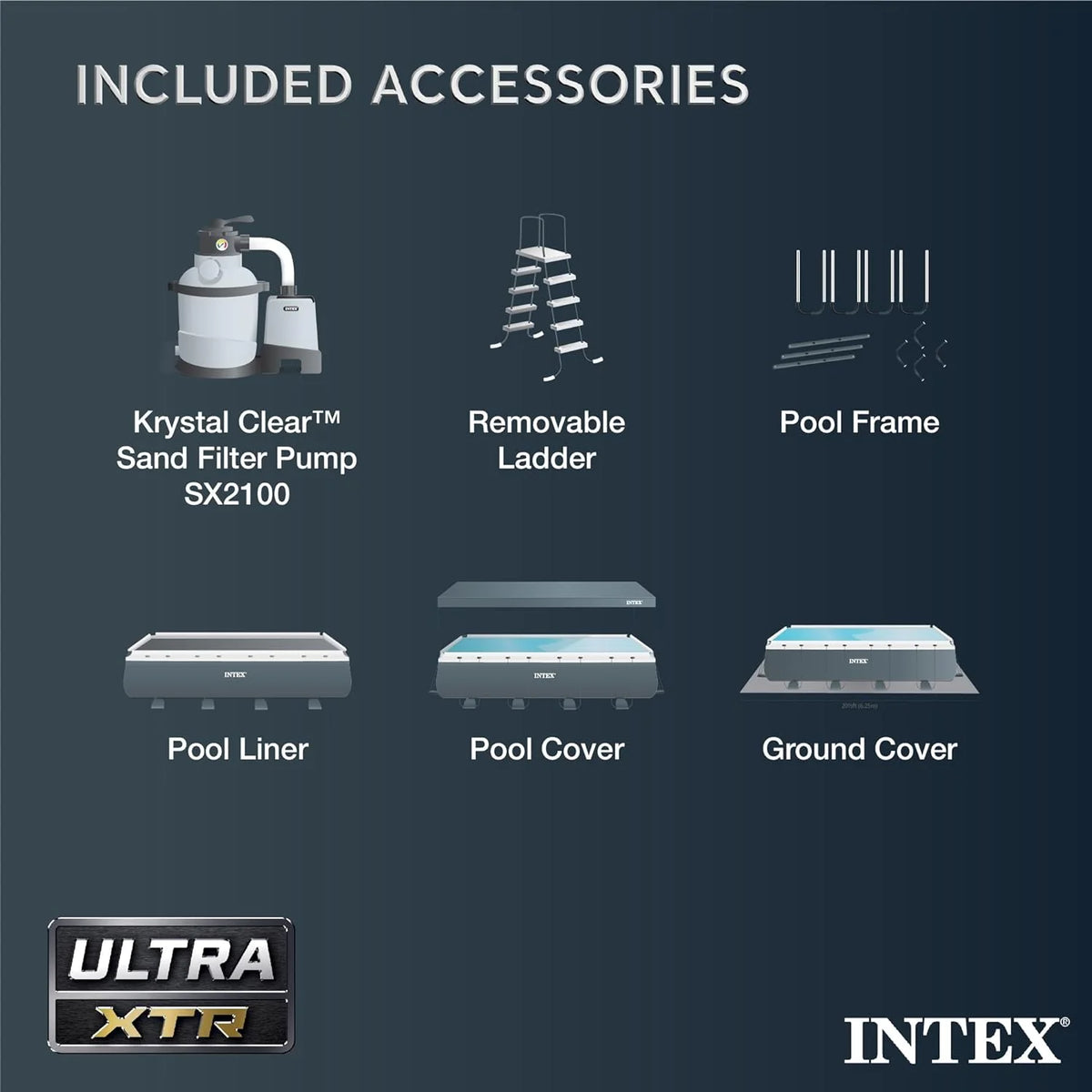 Intex Ultra XTR Rectangular Above Ground Pool Set, 216in L x 108in W x 52in H, Blue - 26355EH