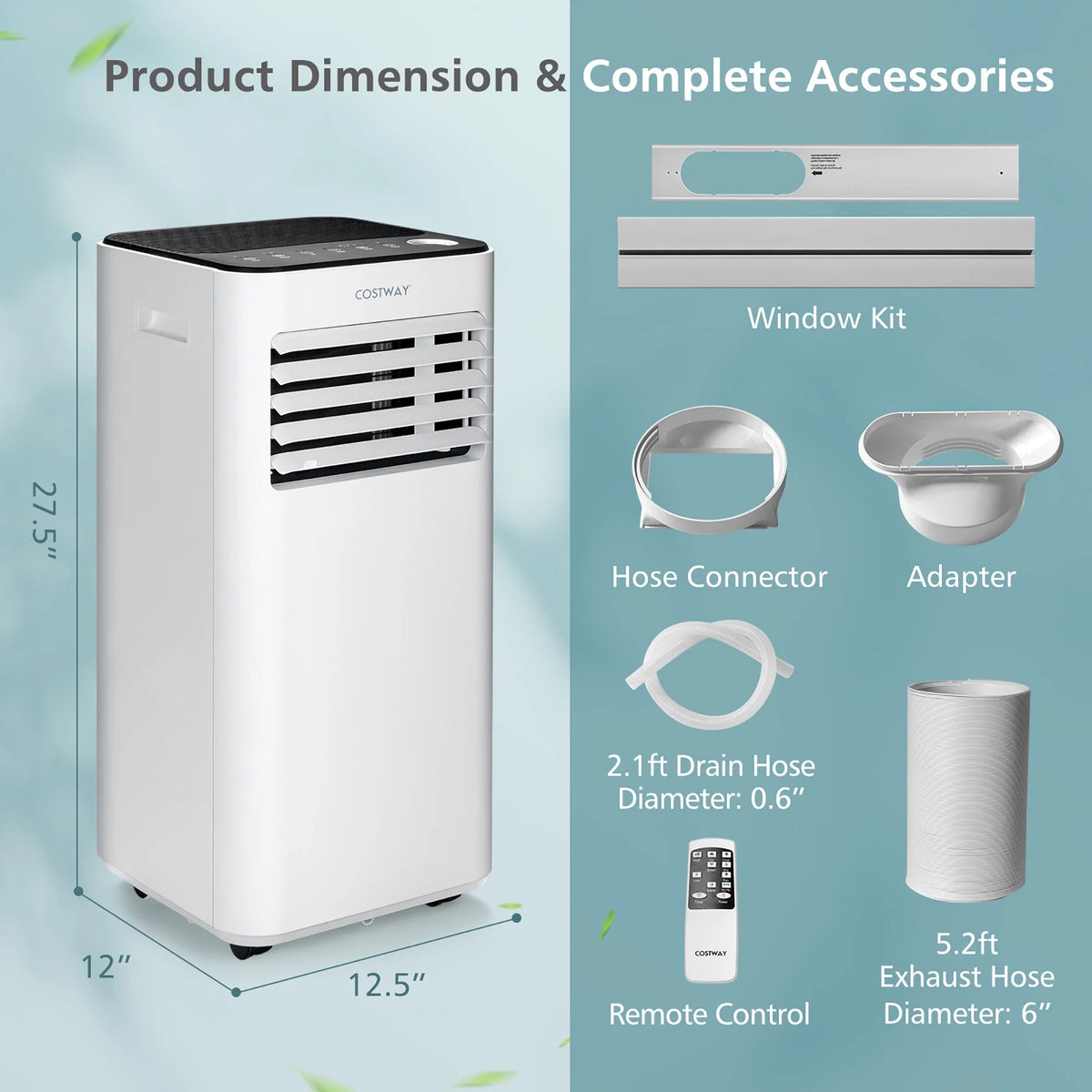 Costway Portable Air Conditioner 10000 BTU 3-in-1 White