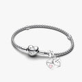 Mom and Daughter Double Heart Charm Bracelet Set