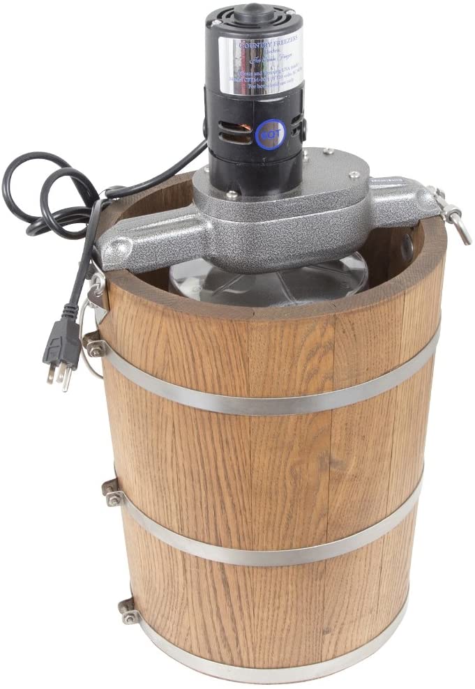 6-Quart White Oak Tub Ice Cream Maker With Electric Motor