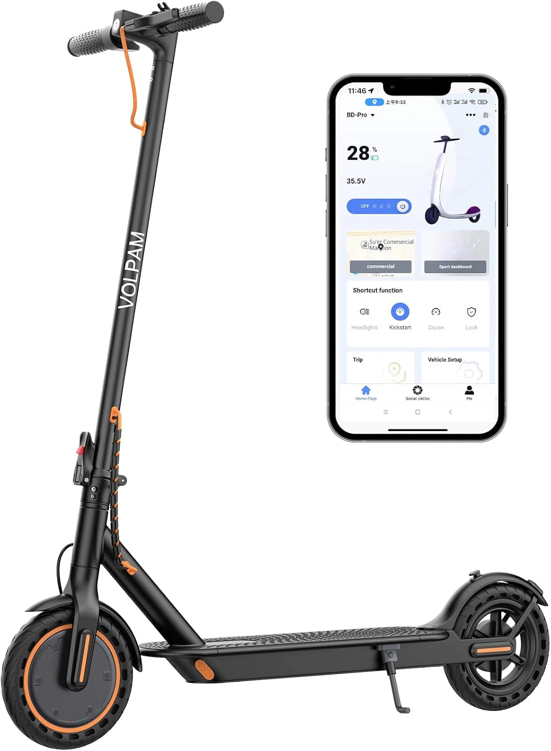 Electric Scooter With Solid Tires And Dual Braking - 350W/500W