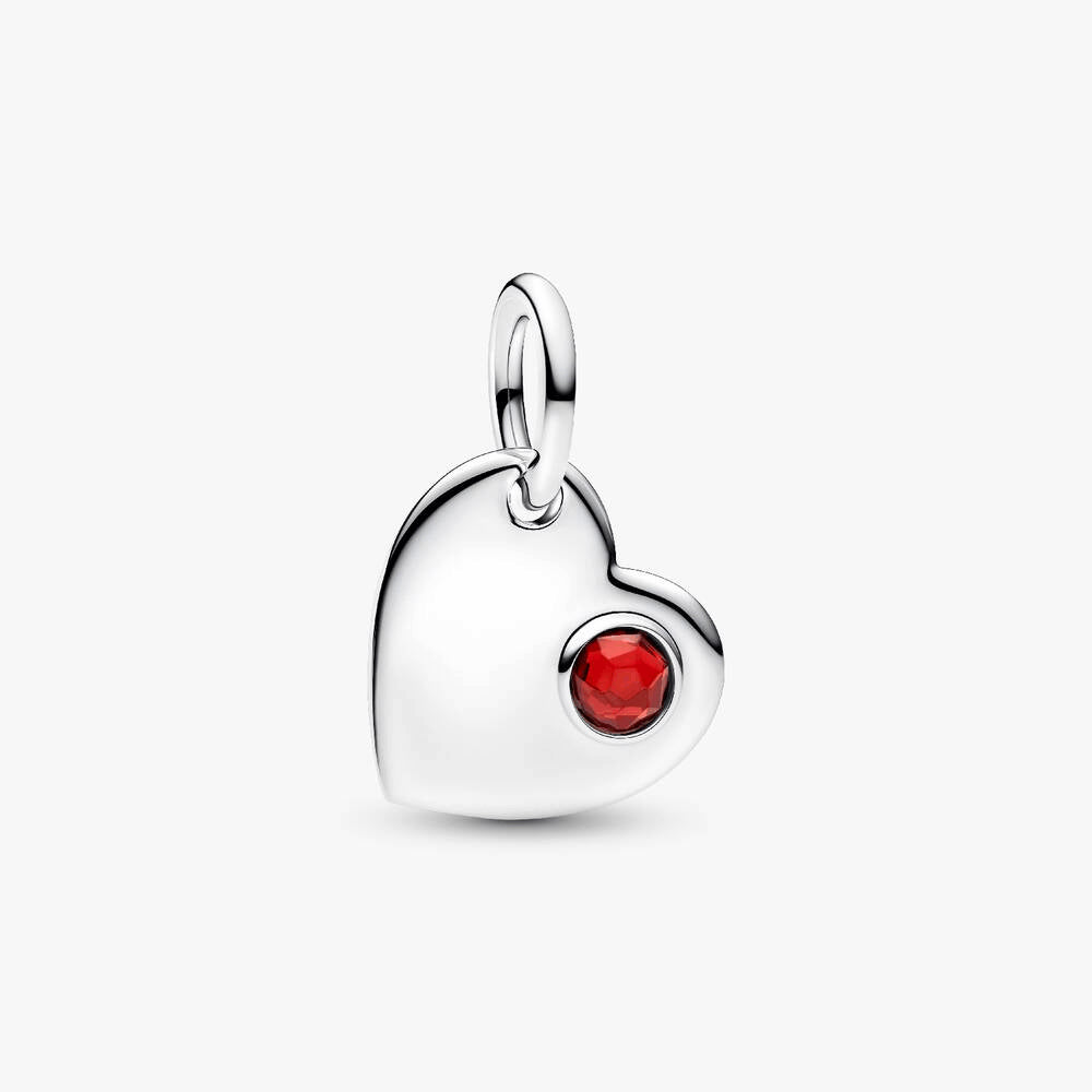 Engravable Heart Red Stone Dangle Charm