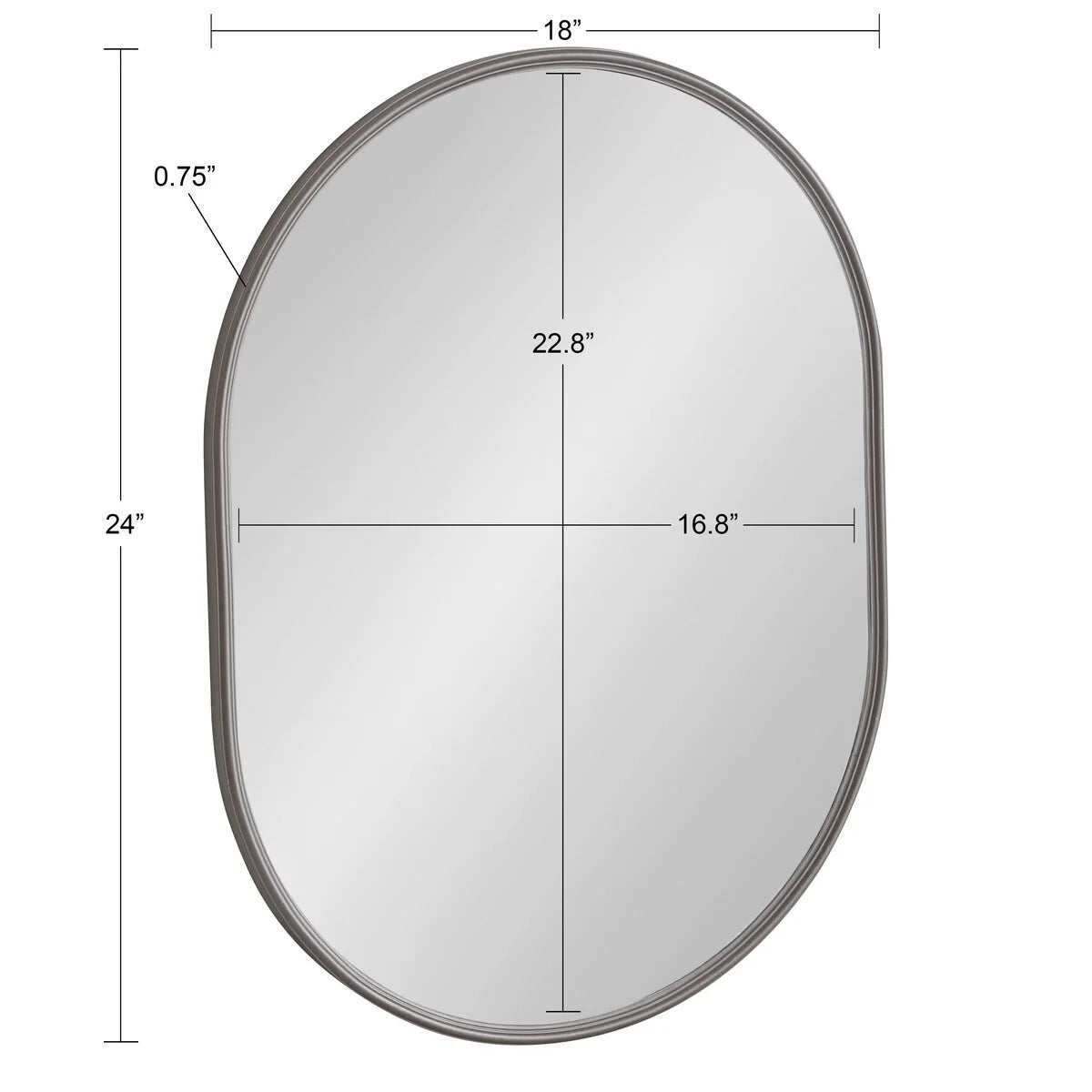 Capsule Framed Wall Mirror, 16x48, 18x24, 22x34, 24x36, Black, Bronze, Gold, Gray, Silver, Antique-Bronze