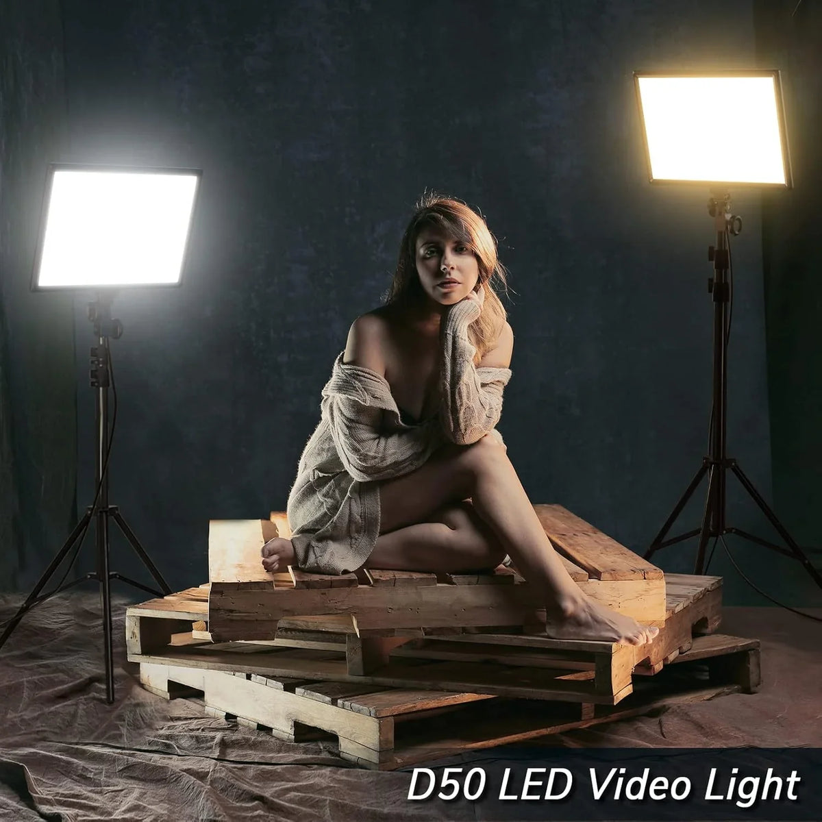 LED Video Light Panels, 15.4 in, 2 Pack, 45W, 3000K-8000K Bi-Color - D50