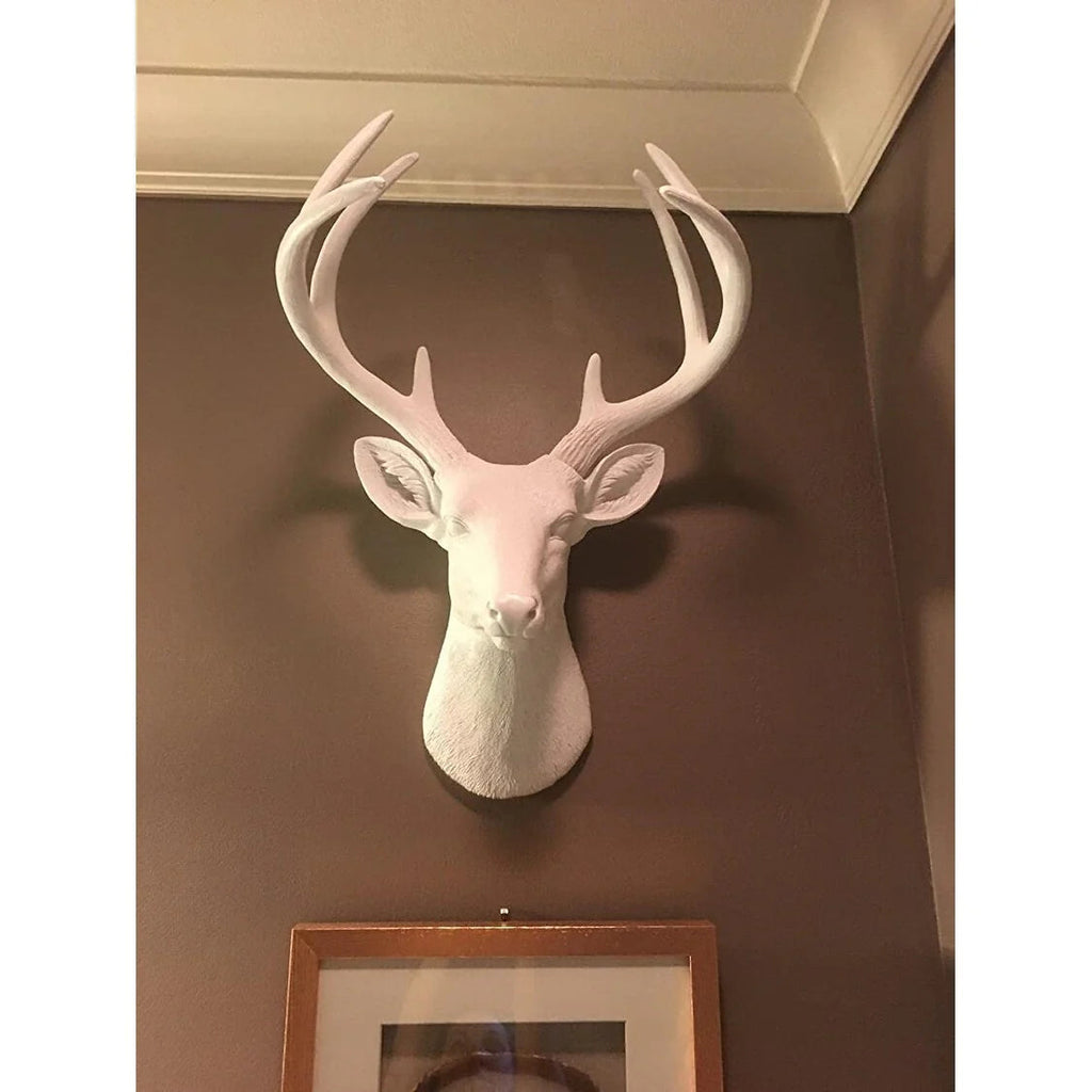 White Resin Deer Head Wall Decor With Antlers - Mini / Large