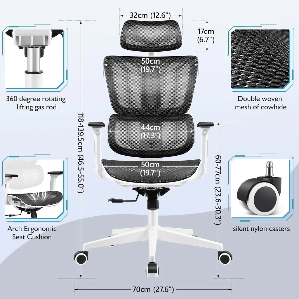 Primy Ergonomic Gaming Office Chair, 23 in D x 12 in W x 20 in H - PR988ZK