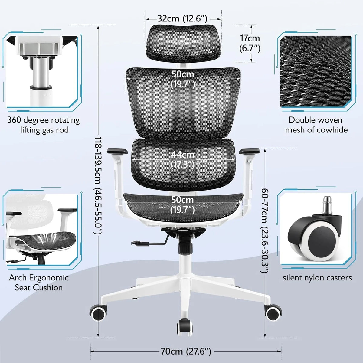 Primy Ergonomic Gaming Office Chair, 23 in D x 12 in W x 20 in H - PR988ZK