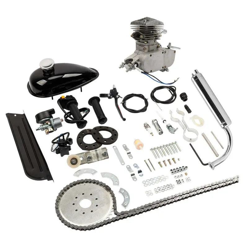 80cc 2-Stroke Bicycle Motor Kit For 26-Inch Wheels - Silver White