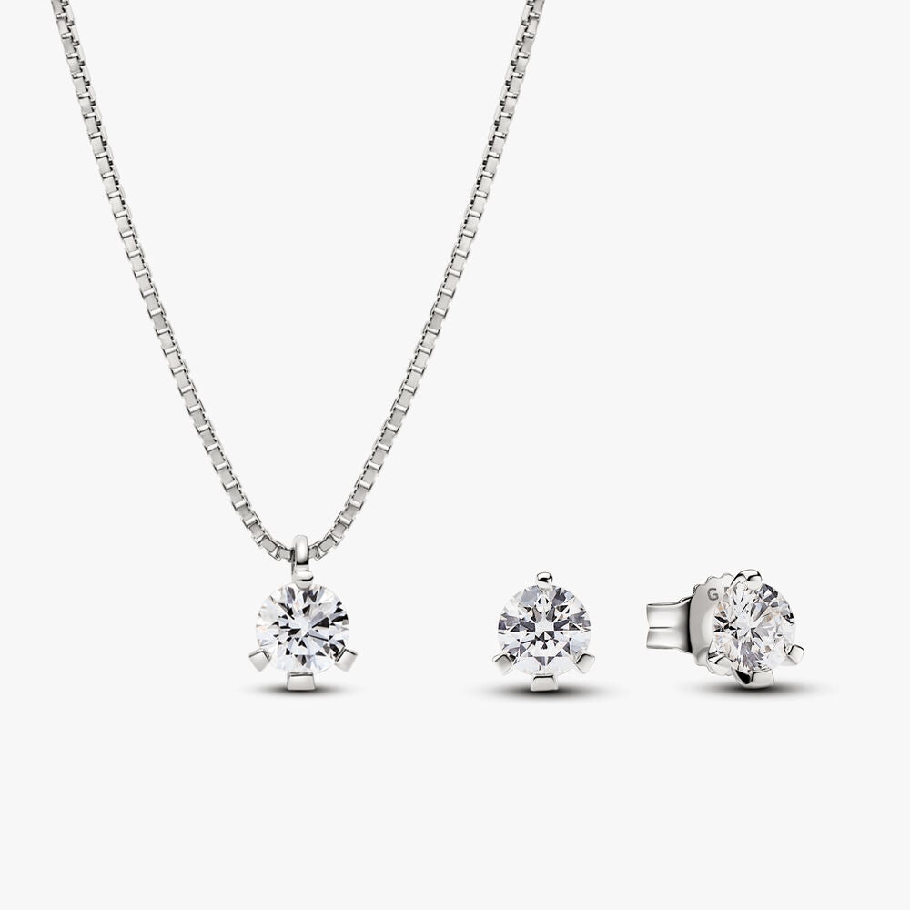 Pandora Nova Lab-grown Diamond Pendant Necklace and Earrings set 1.00 carat tw 14k White Gold