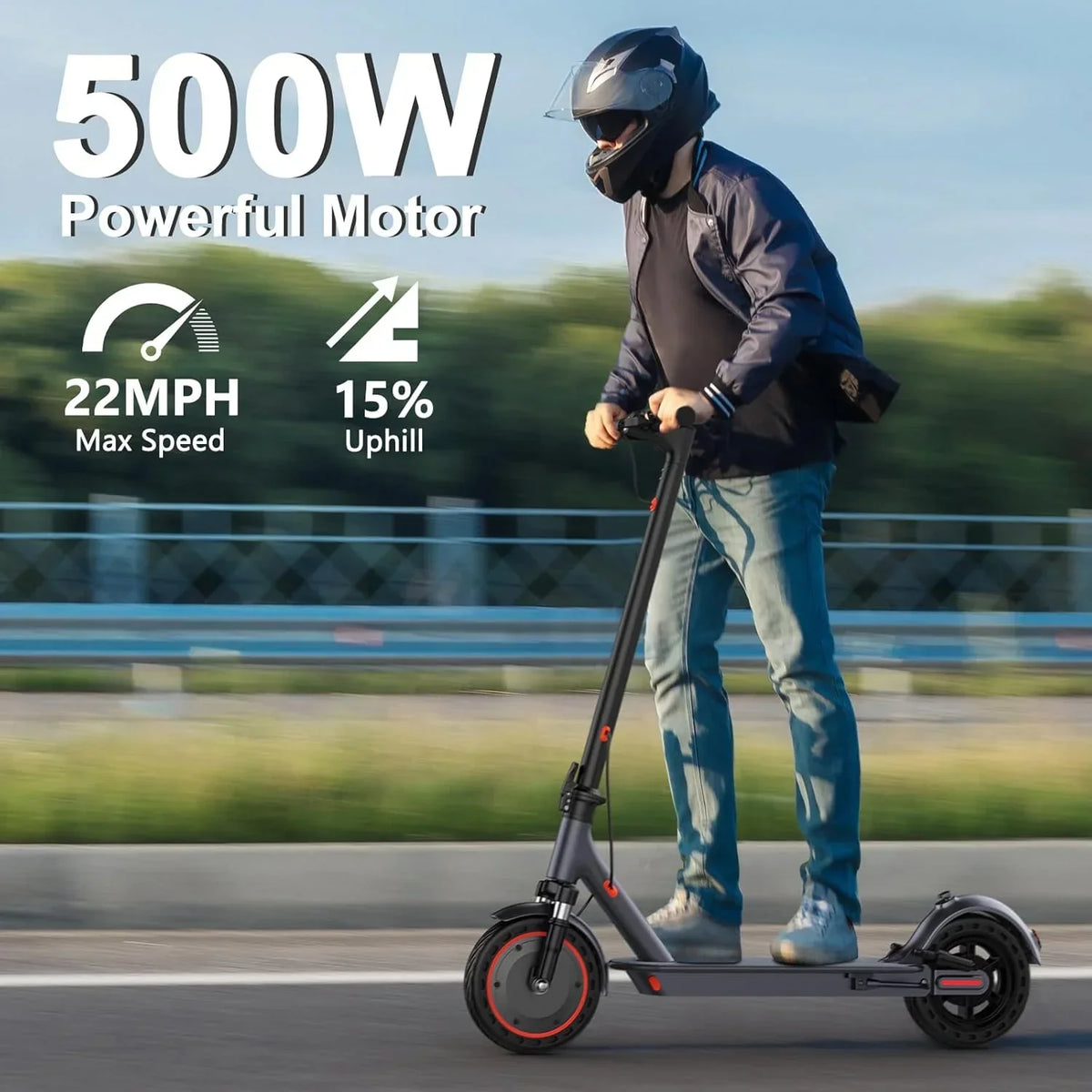 Electric Scooter 350W/500W Motor, 8.5/10 Solid Tires, 19/22 Mph, 28/21/12 Miles Range