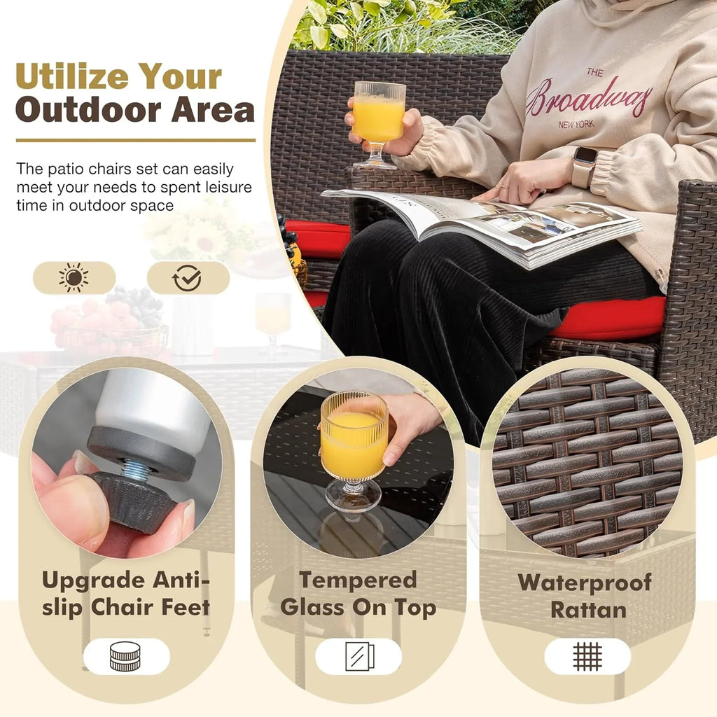 4-Piece Patio Rattan Wicker Furniture Set - T-LCRF834M18