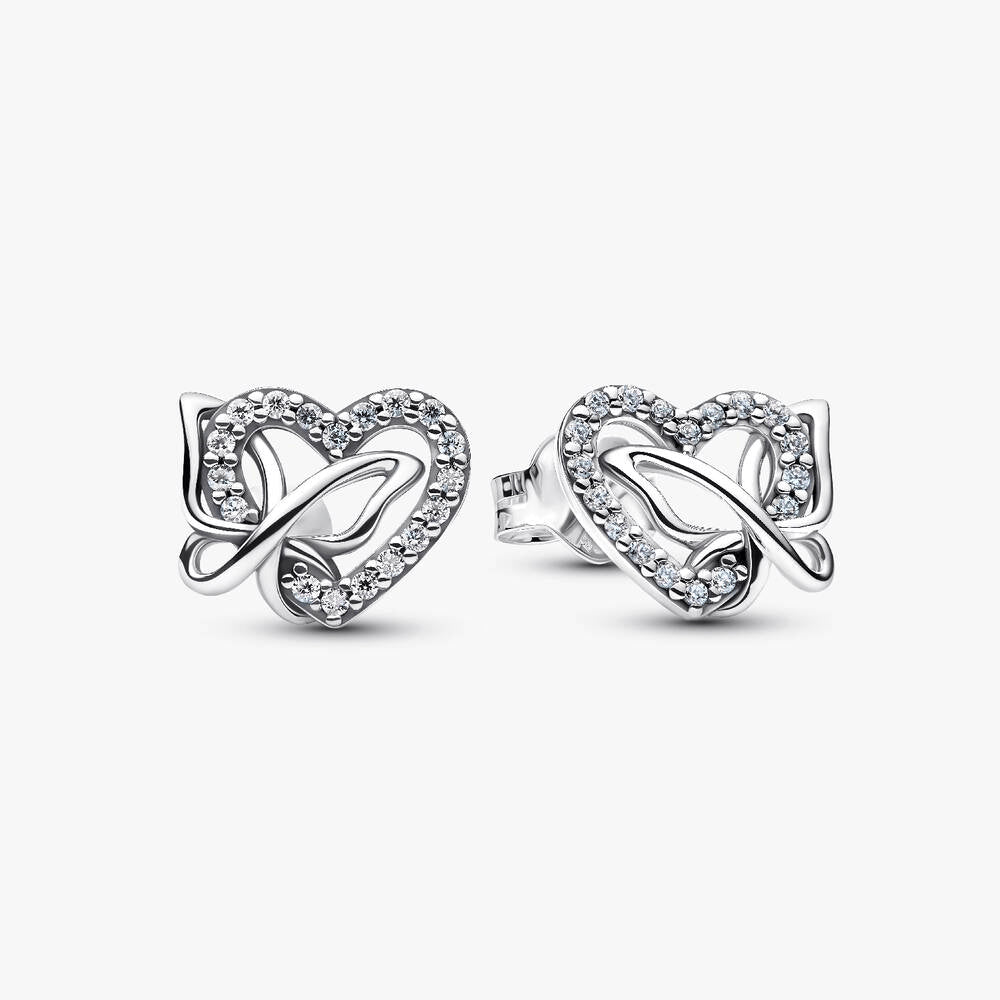 Entwined Heart & Butterfly Stud Earrings