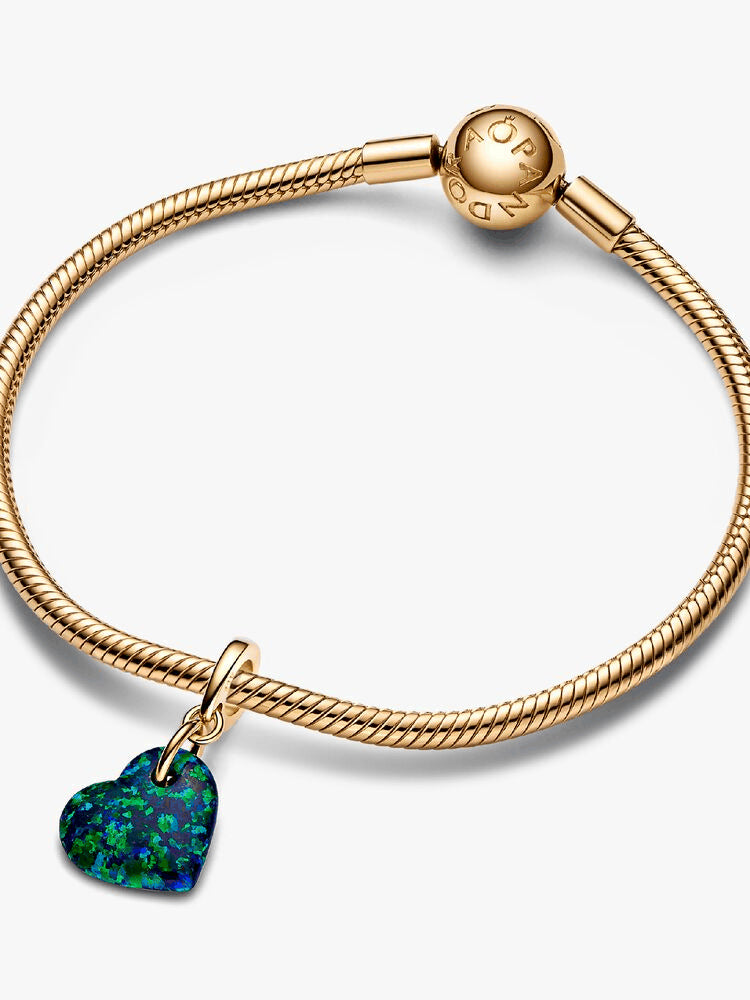 Opalescent Green Heart Dangle Charm