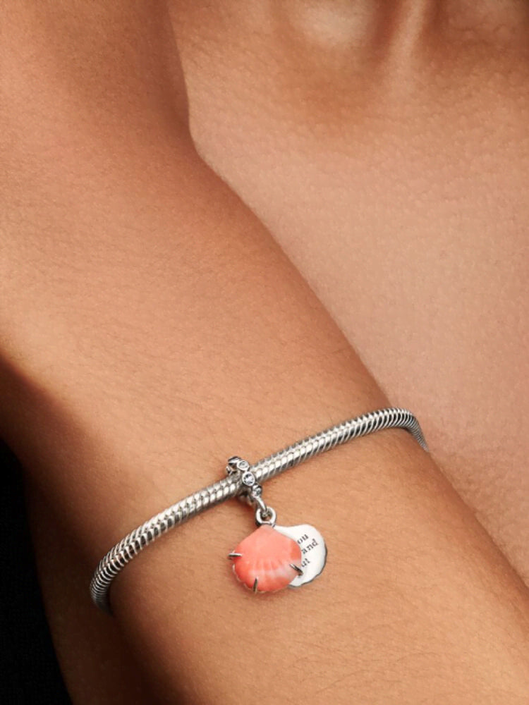 Coral-colored Shell Double Dangle Charm