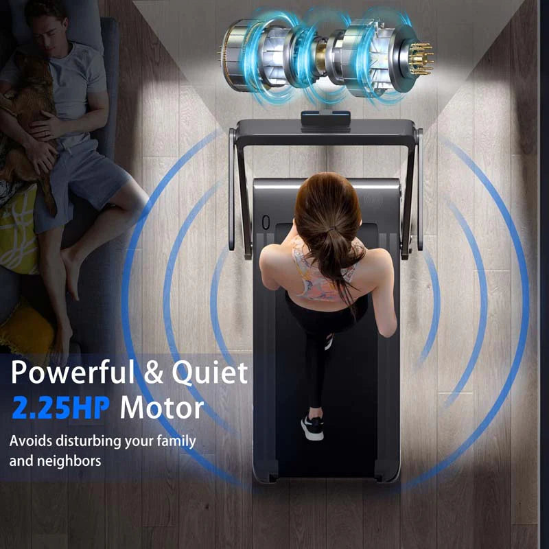 GYMAX 2-in-1 Folding Under Desk Treadmill With Speaker, App And Remote Control - 2.5HP