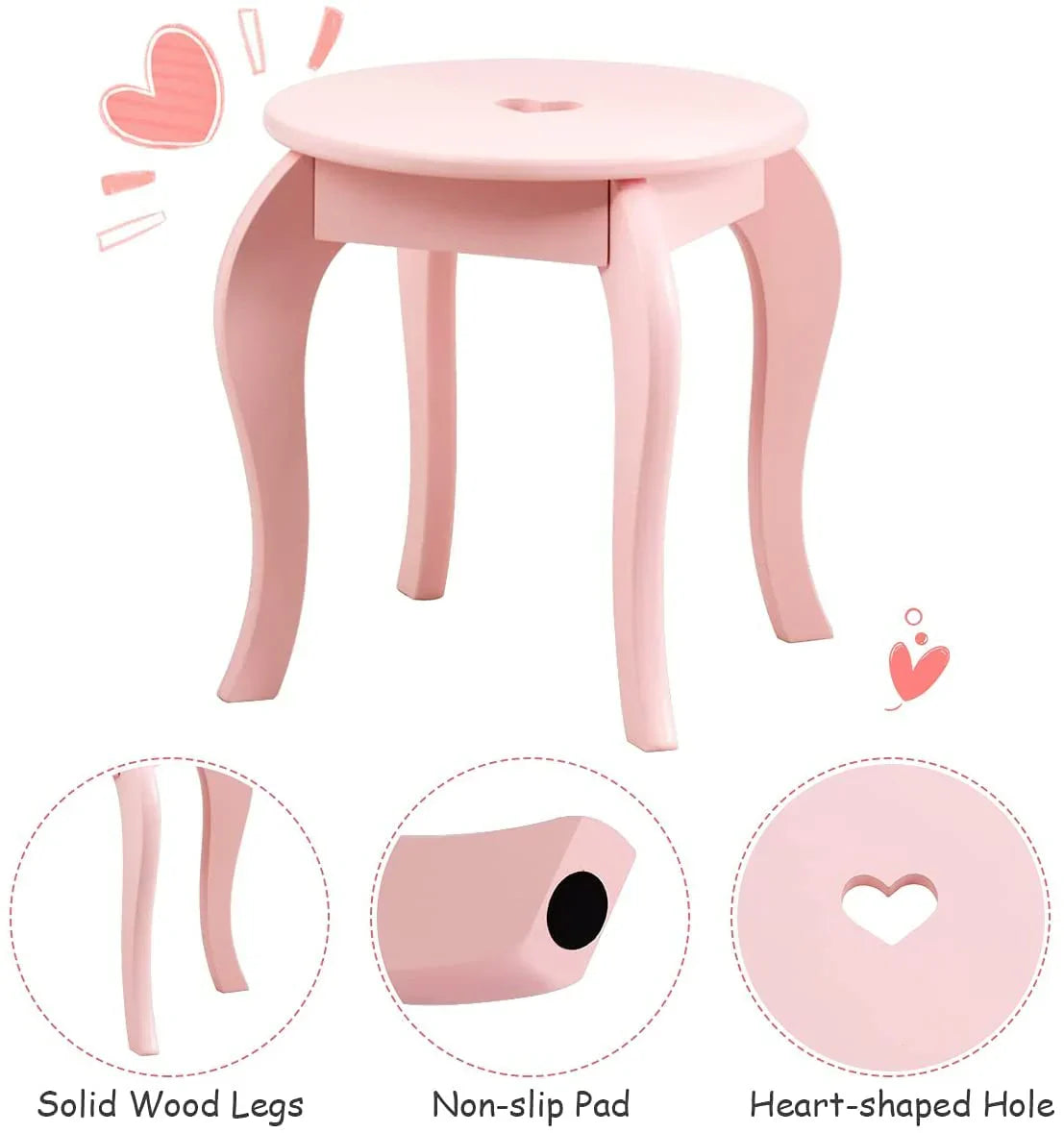 Fireflowery Kids Vanity Table With Detachable Top, Mirror And Drawer - FY-HW64356
