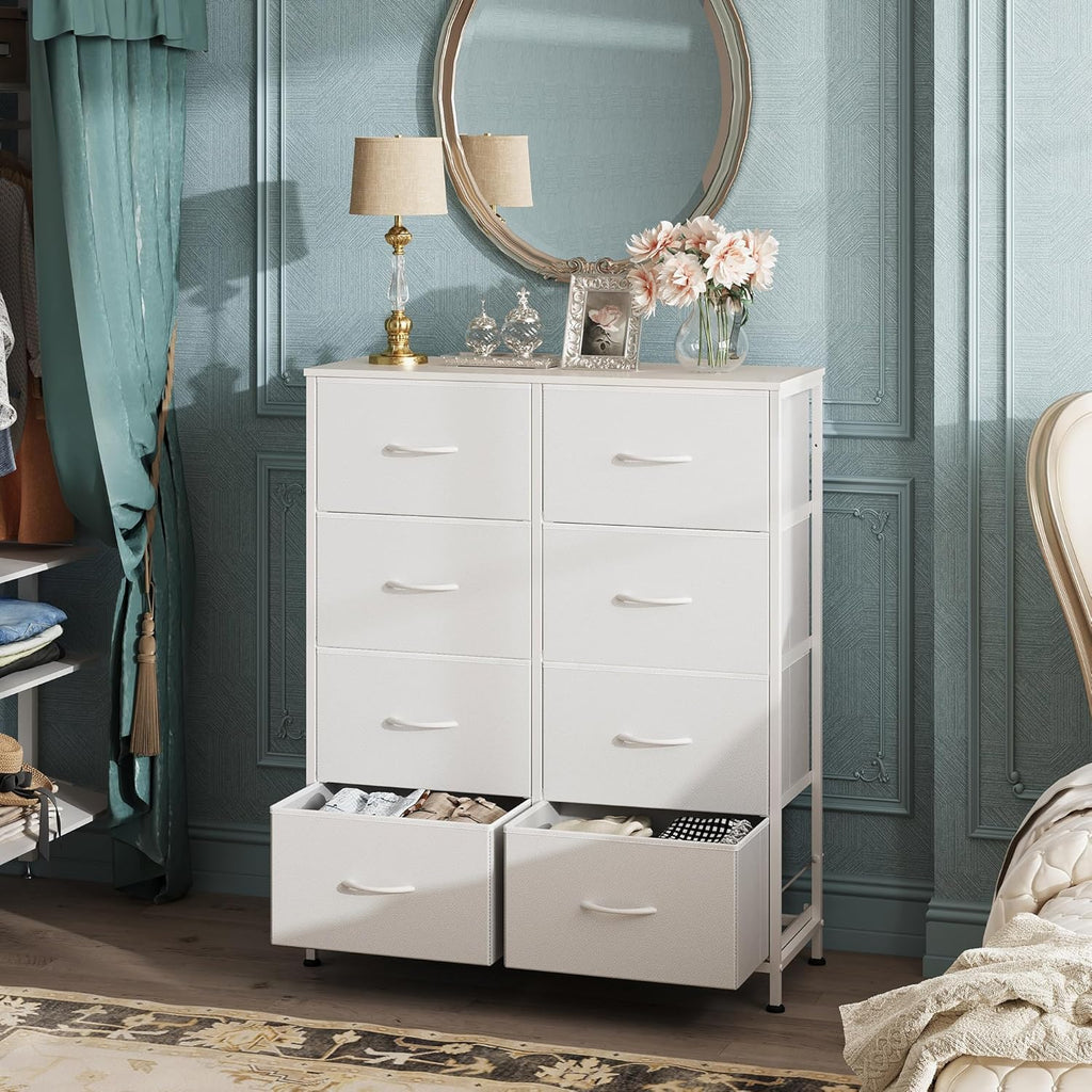 Tall Fabric Dresser With 8 Drawers, 31.7 in L x 11.7 in W x 38.6 in H