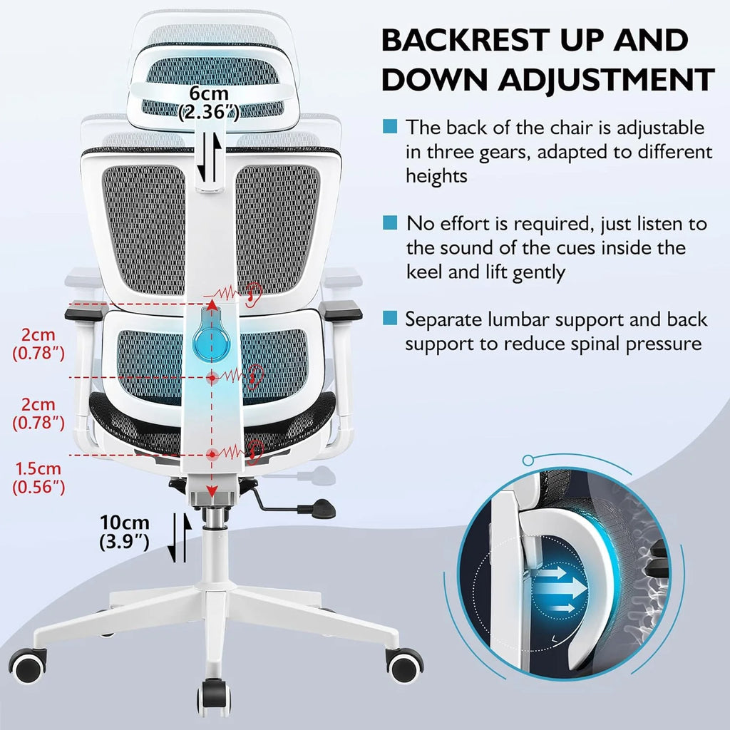 Primy Ergonomic Gaming Office Chair, 23 in D x 12 in W x 20 in H - PR988ZK