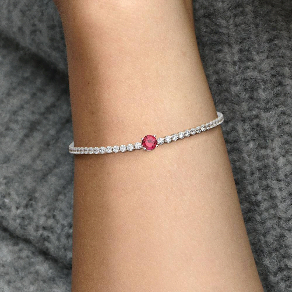 Red Sparkling Round Pavé Tennis Bracelet