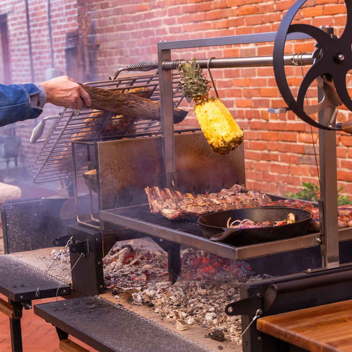 Backyard Discovery Argentine Santa Maria XL Wood Fire & Charcoal Steel Grill, 723 Square Inch - Asado Clamp