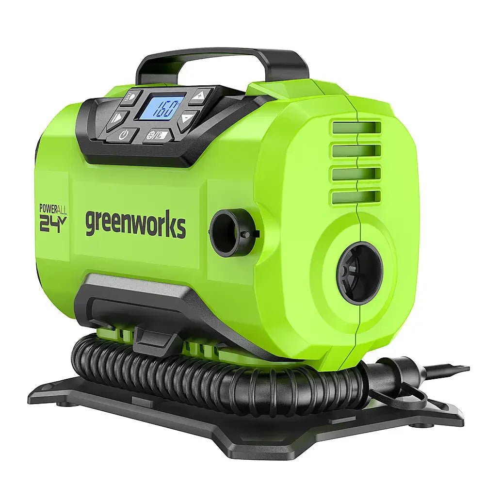Greenworks 24 Volt 160-PSI Battery Powered Inflator With 2.0 Ah USB-C Battery And Charger - Green