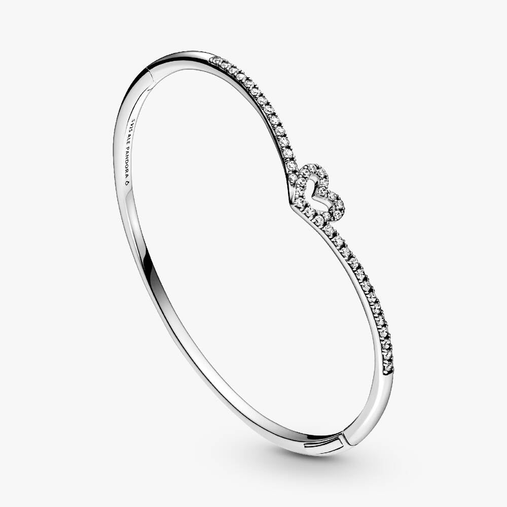 FINAL SALE - Sparkling Wishbone Heart Bangle