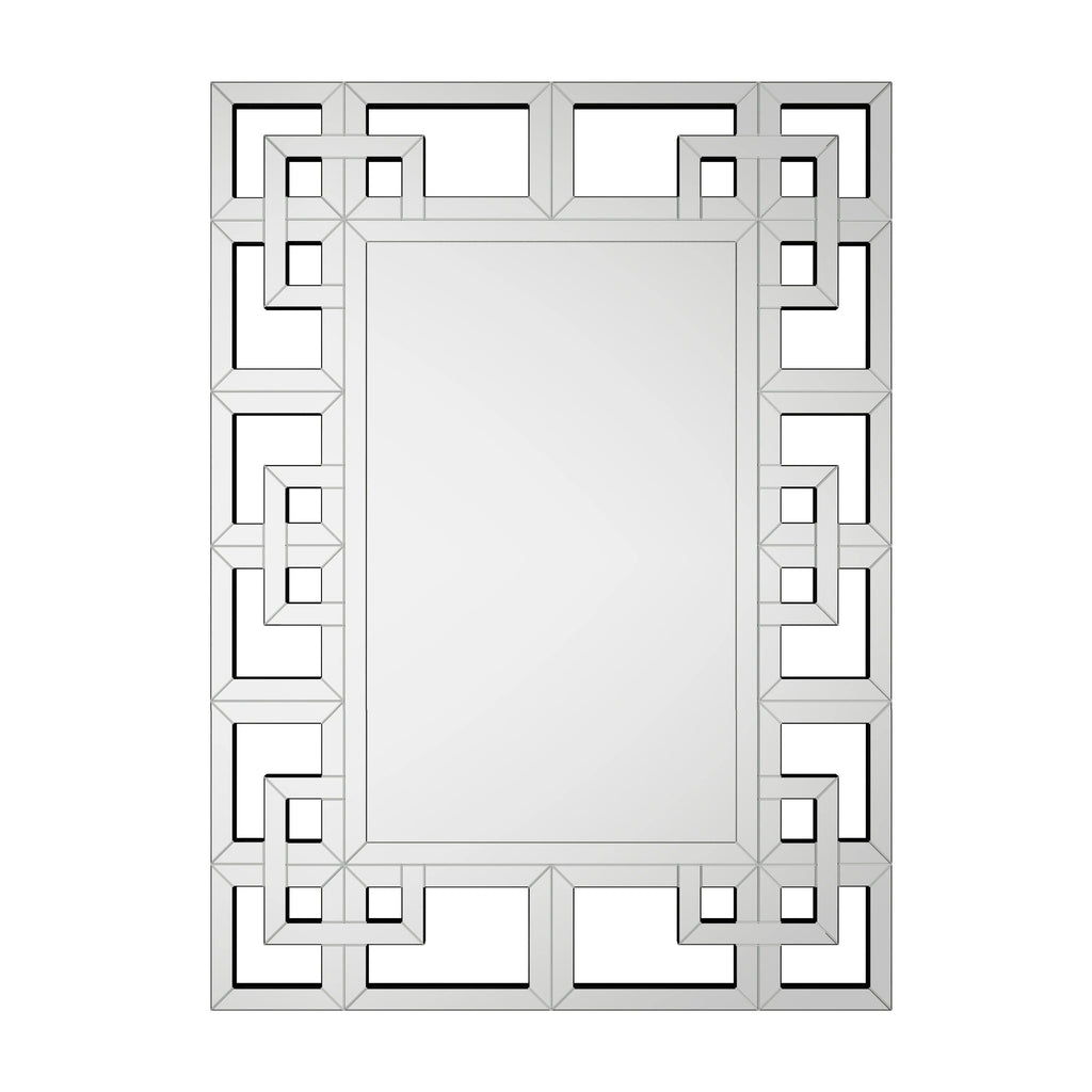 Silver Geometric Decorative Wall Mirror, 39.4in x 27.6in - MDF And Glass