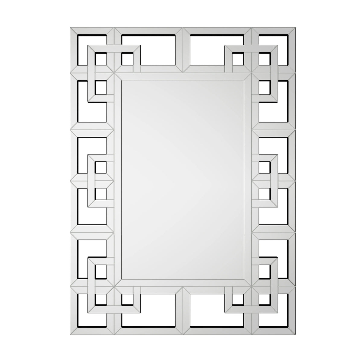 Silver Geometric Decorative Wall Mirror, 39.4in x 27.6in - MDF And Glass