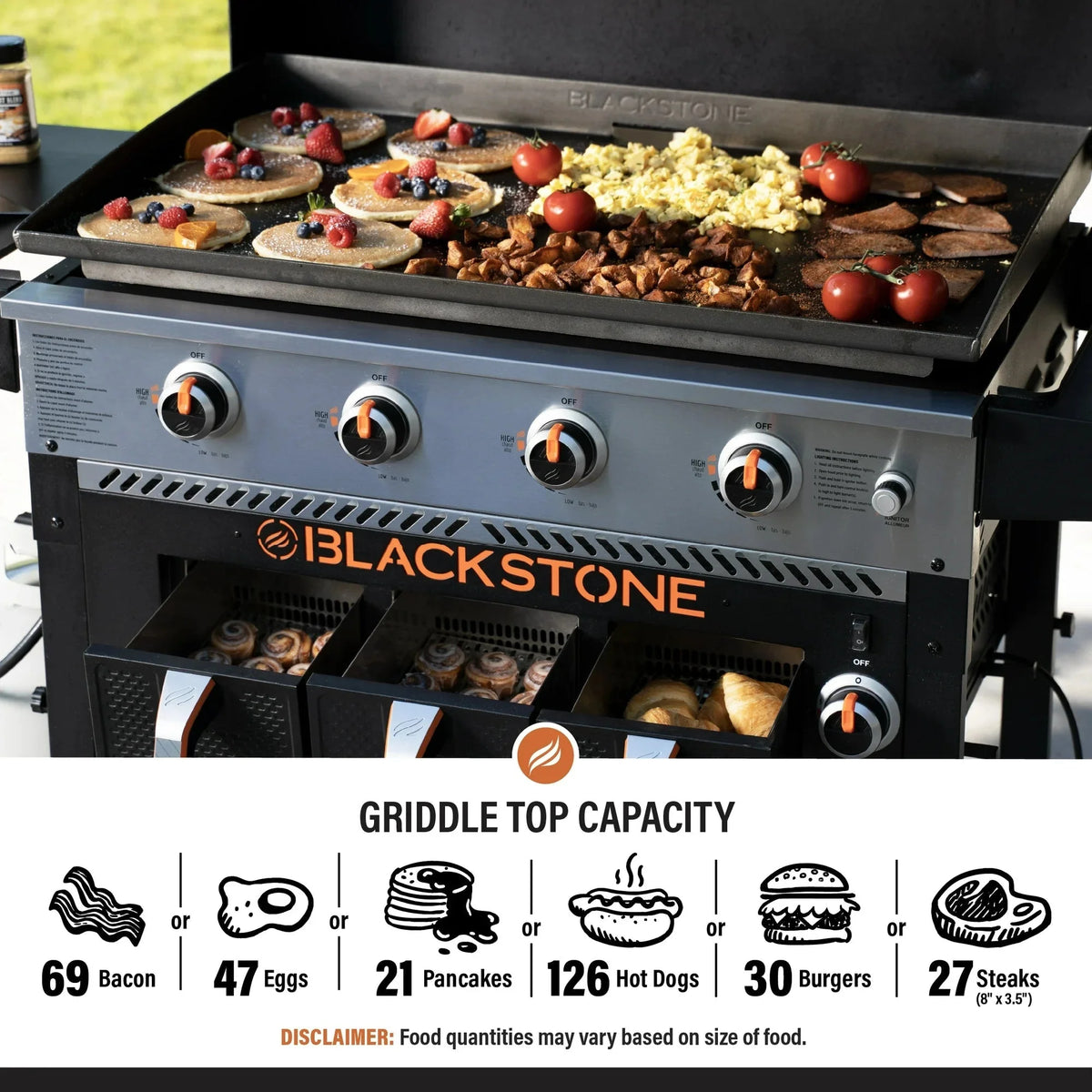 Blackstone 4-Burner 36in Propane Outdoor Griddle With Air Fryer And Hood - 1868