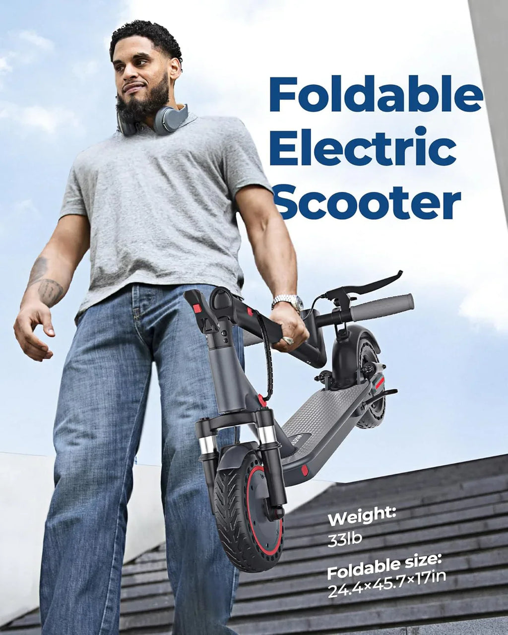 Electric Scooter 350W/500W Motor, 8.5/10 Solid Tires, 19/22 Mph, 28/21/12 Miles Range