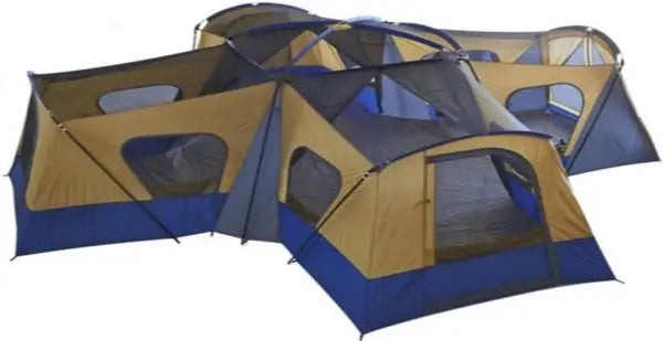 Ozark Trail 14-Person 3 Season Cabin Tent, Blue Yellow, 20 Inches Floor Width, 78 Inches Height - Base Camp