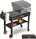 Portable Outdoor Folding Grill Table Cart With Paper Towel Holder, 17.5 in D x 31 in W x 28.3 in H - Model 39