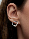 Organically Shaped Circle & Treated Freshwater Cultured Pearls Stud Earrings