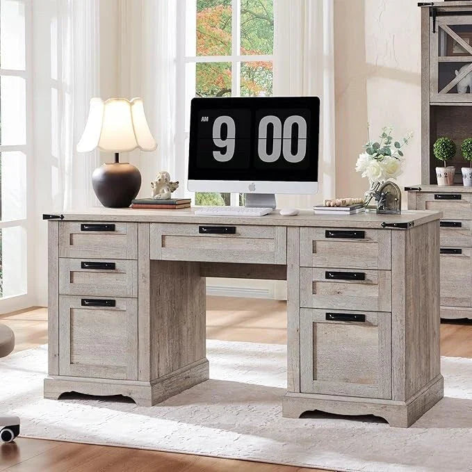 60' Farmhouse Wood Executive Computer Desk - 22'D x 60'W x 30'H