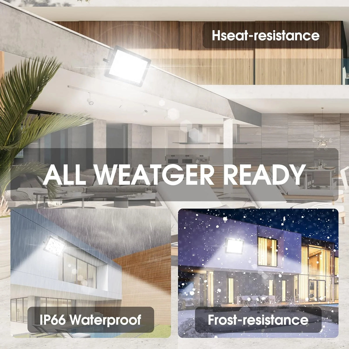 YANYCN 200W LED Flood Light 3 Pack, 22800lm 5000K Daylight White, IP66 Waterproof - 200W-TG-XPG-A