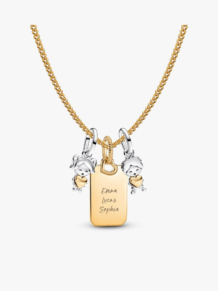 A Mother's Love Engravable Charm Necklace Set