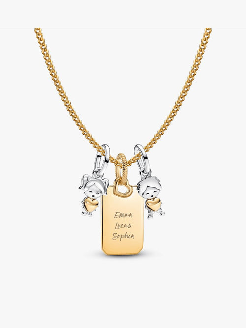 A Mother's Love Engravable Charm Necklace Set