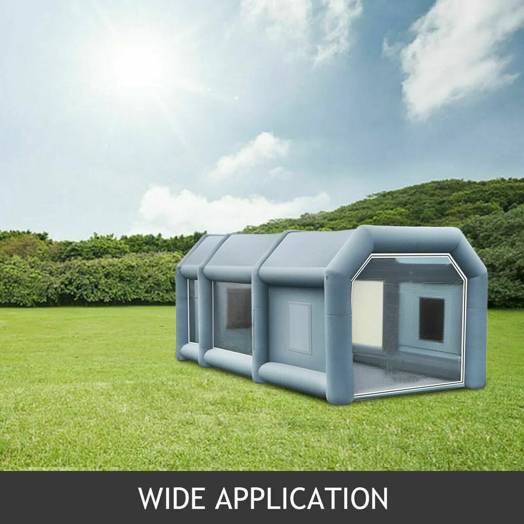 Inflatable Automotive Spray Booth Paint Tent, 26 ft x 15 ft x 10 ft - Gray