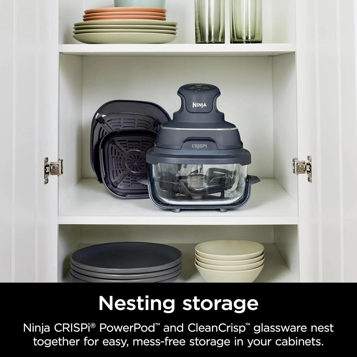 Ninja Crispi 4-in-1 Portable Glass Air Fryer Cooking System, 1500W, 4 QT And 6-Cup Containers