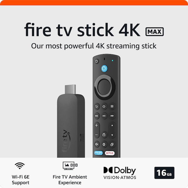 Amazon Fire TV Stick 4K Max with Wi-Fi 6E, Dolby Vision, HDR10+, 16GB Storage, and Alexa Voice Remote