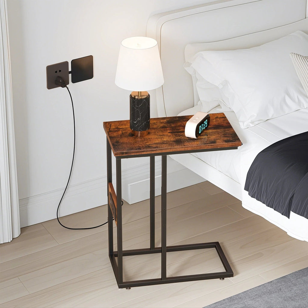 C-Shaped Sofa Side Tables, Set of 2, 11" D x 19" W x 24" H