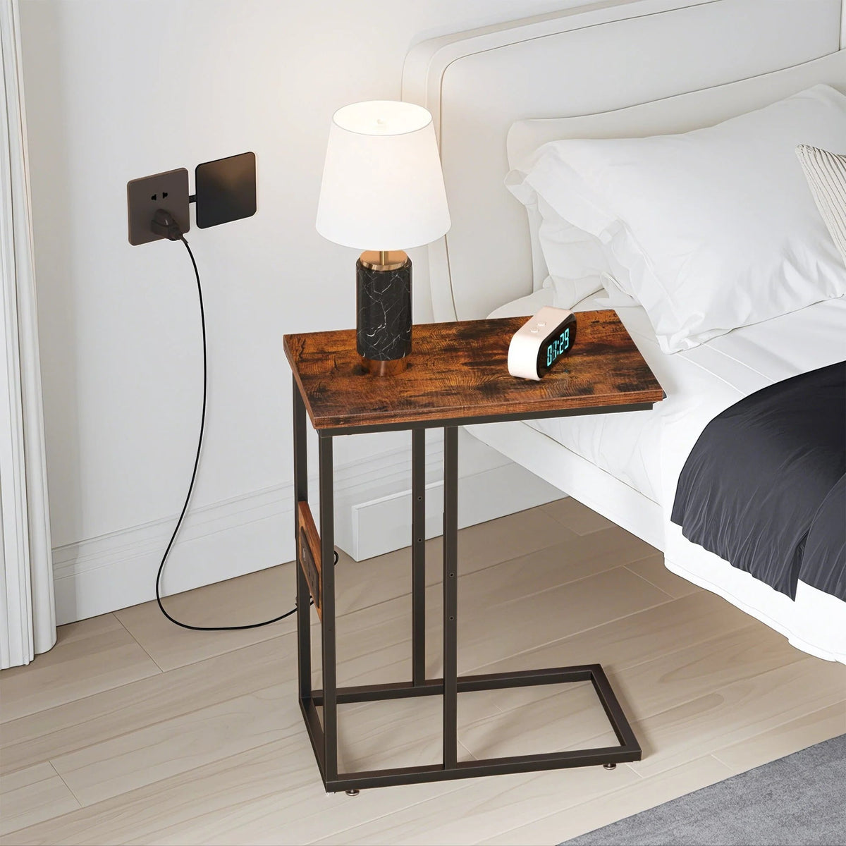 C-Shaped Sofa Side Tables, Set of 2, 11" D x 19" W x 24" H