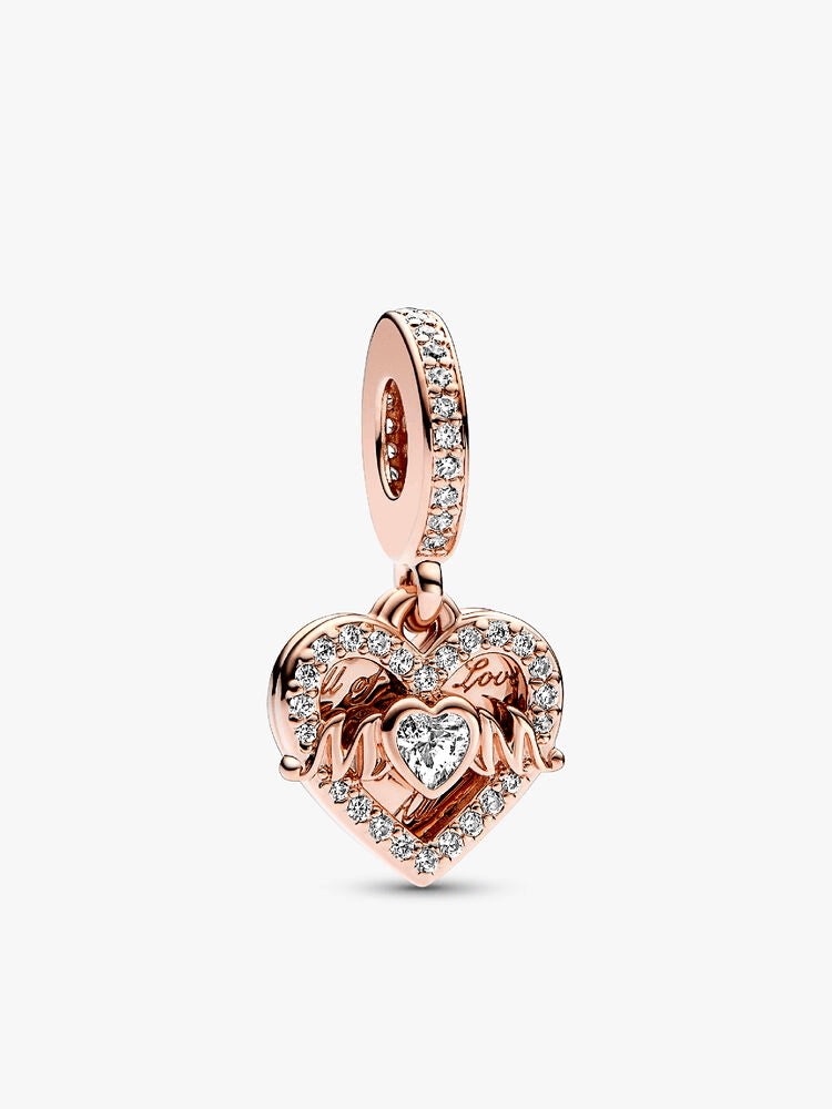 Heart & Mom Dangle Charm & Bracelet Set