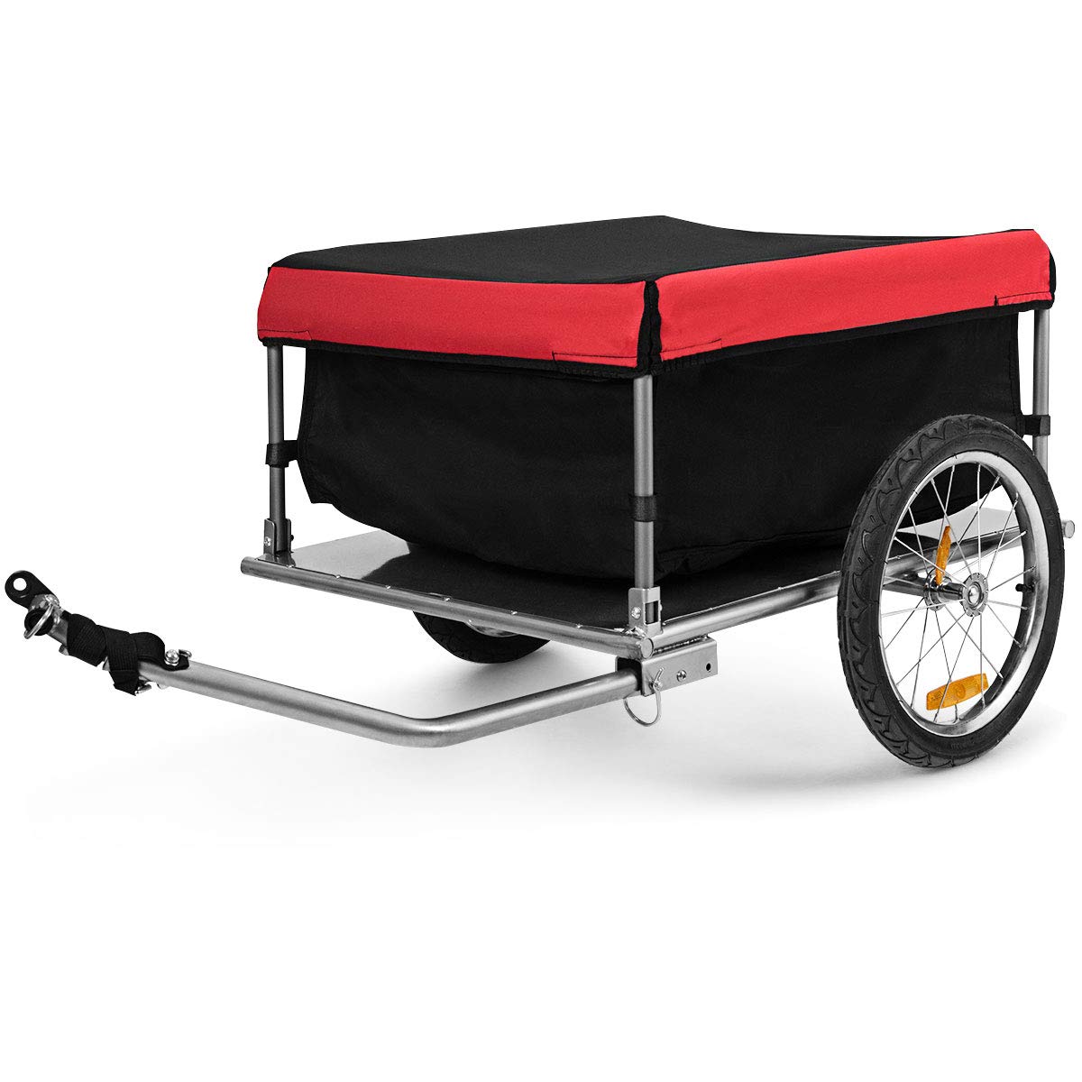 Folding Bicycle Cargo Trailer, 88 lbs Capacity, 16-Inch Wheels, Red and Black