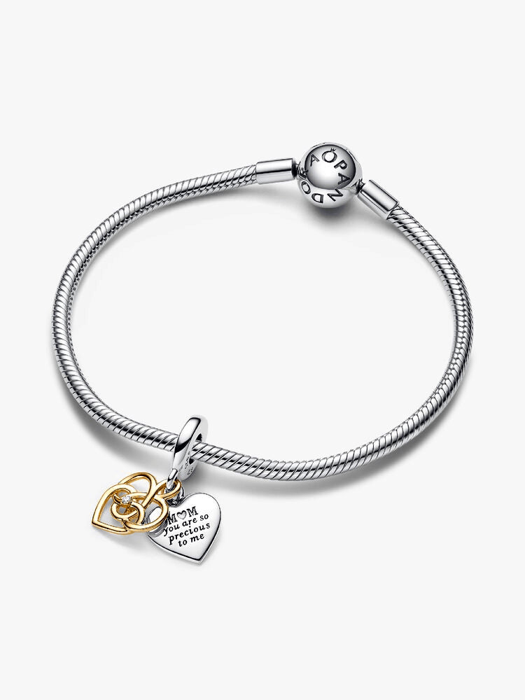 Lab-grown Diamond Engravable Mom Double Dangle Charm